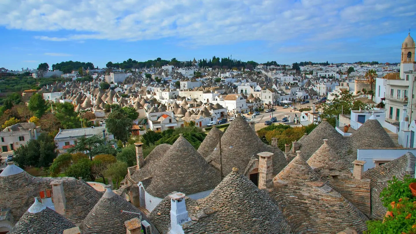 Veduta panoramica dei trulli di Alberobello
